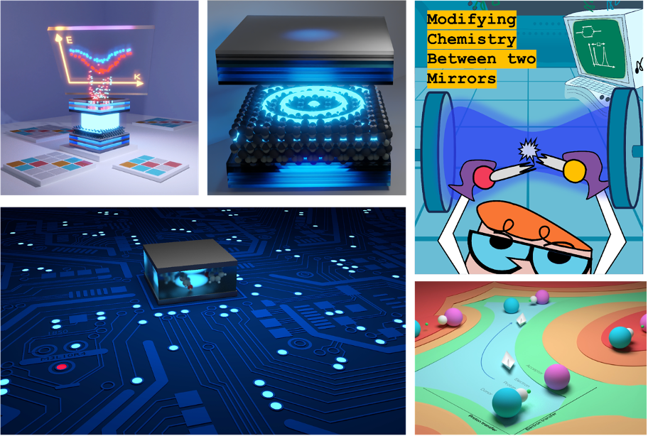 A selection of Mandal's illustrations. Several illustrations of quantum effects that Mandal created in the tool Blender.