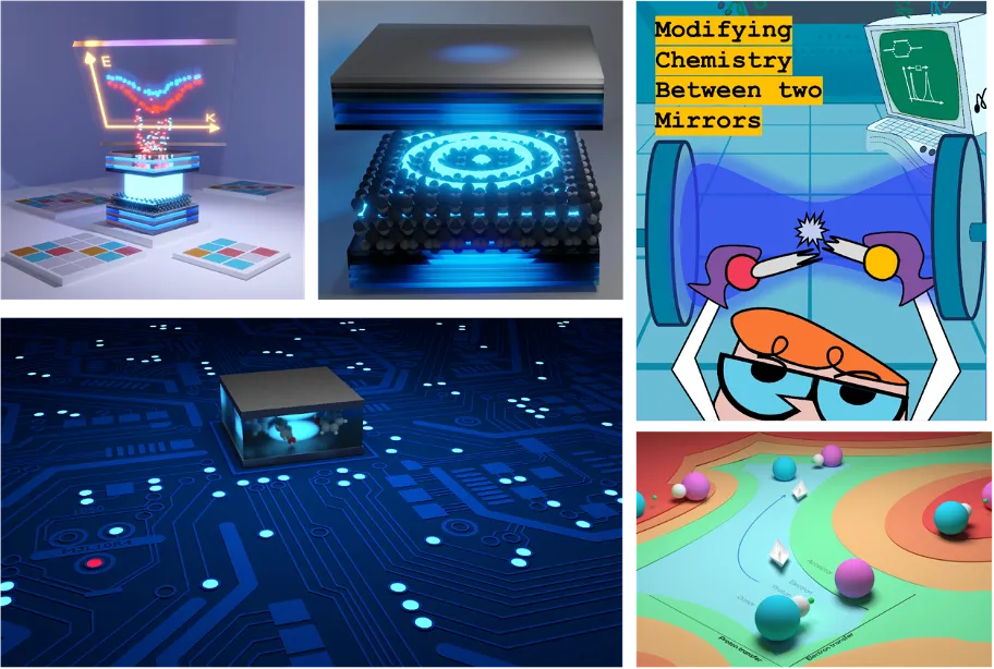 Several illustrations of quantum effects that Mandal created in the tool Blender. 