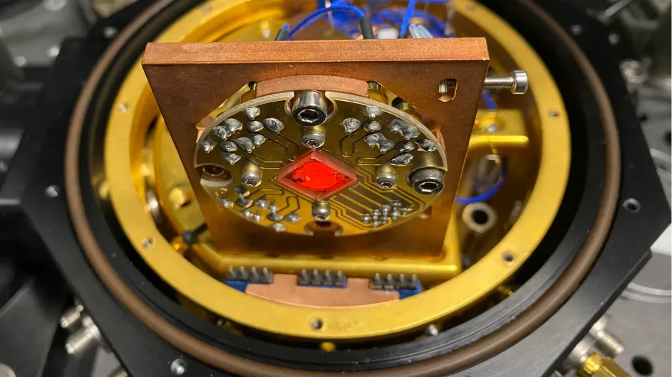 a chip circuit and carrier that contains tungsten diselenide in James McIver's lab