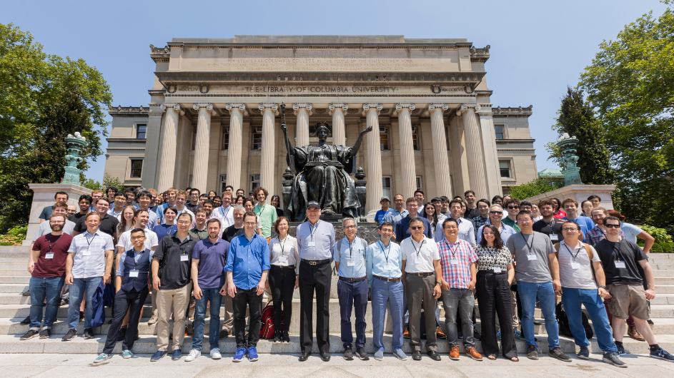 The Department of Energy-funded Energy Frontier Research Center on Programmable Quantum Materials team in front of Alma and Low Library at Columbia University. 