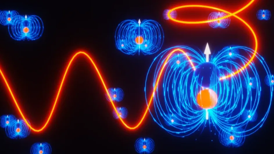 Representation of ultrastable, ultracold sodium cesium molecules. Illustrated by Ella Maru studio. 