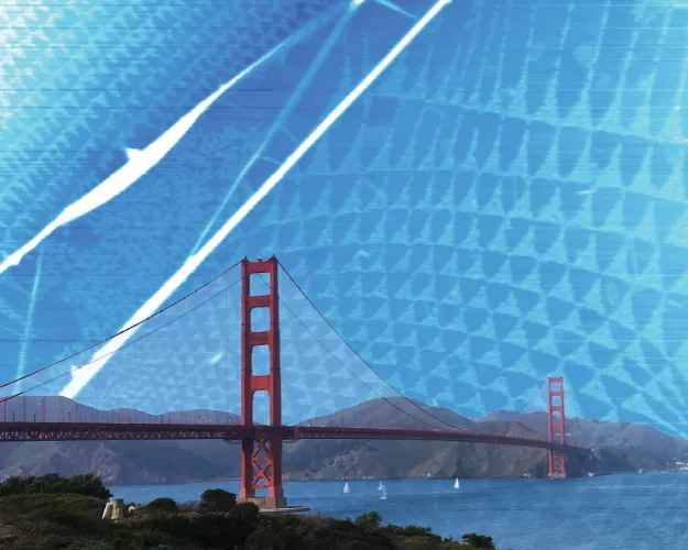 Moire pattern overlaying the Golden Gate Bridge